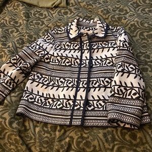 Tory Burch embroidered jacket with pockets, back zipper for different look.